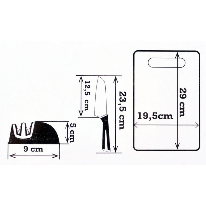 KITCHEN KNIFE CUTTING BOARD AND GRINDER SET LAMART LT2099