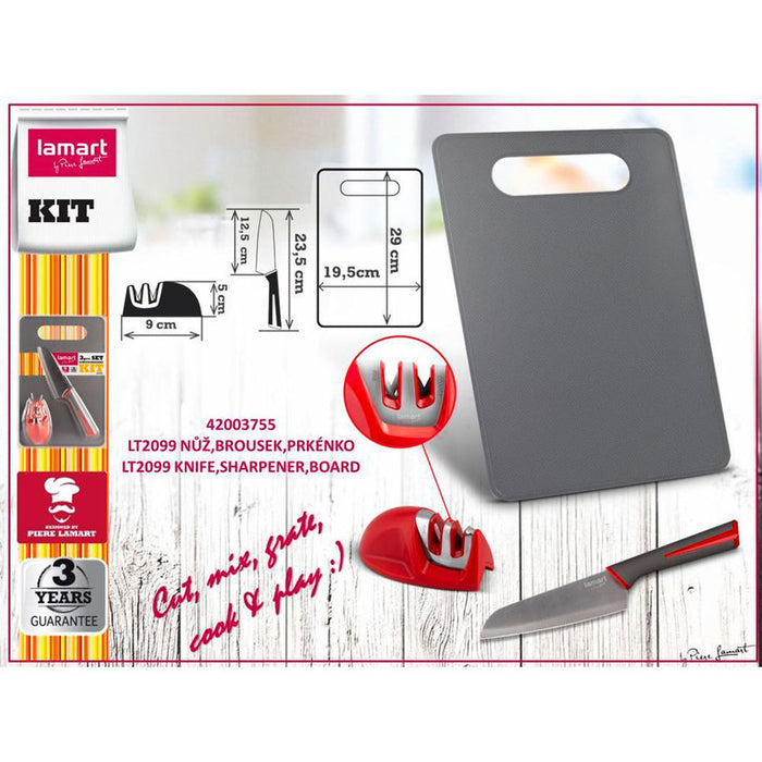 KITCHEN KNIFE CUTTING BOARD AND GRINDER SET LAMART LT2099