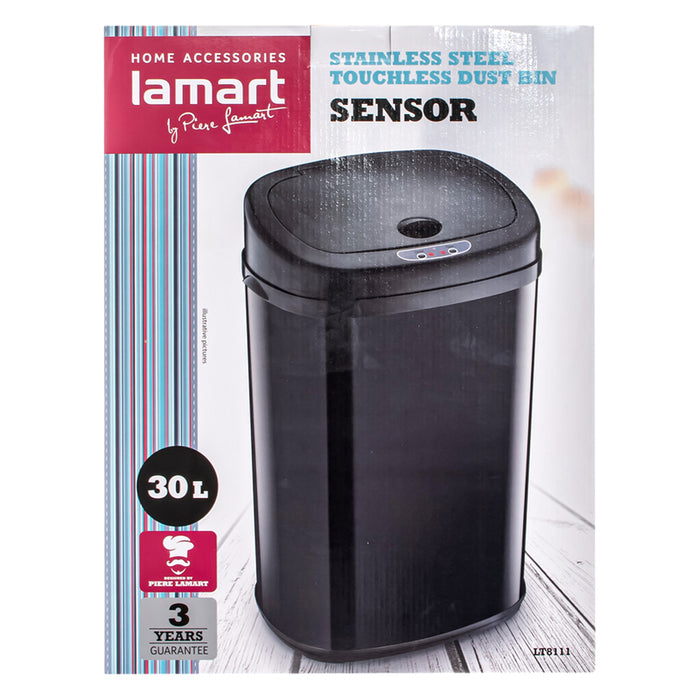 WASTE BIN 30L WITH SENSOR LT8111 BLACK LAMART