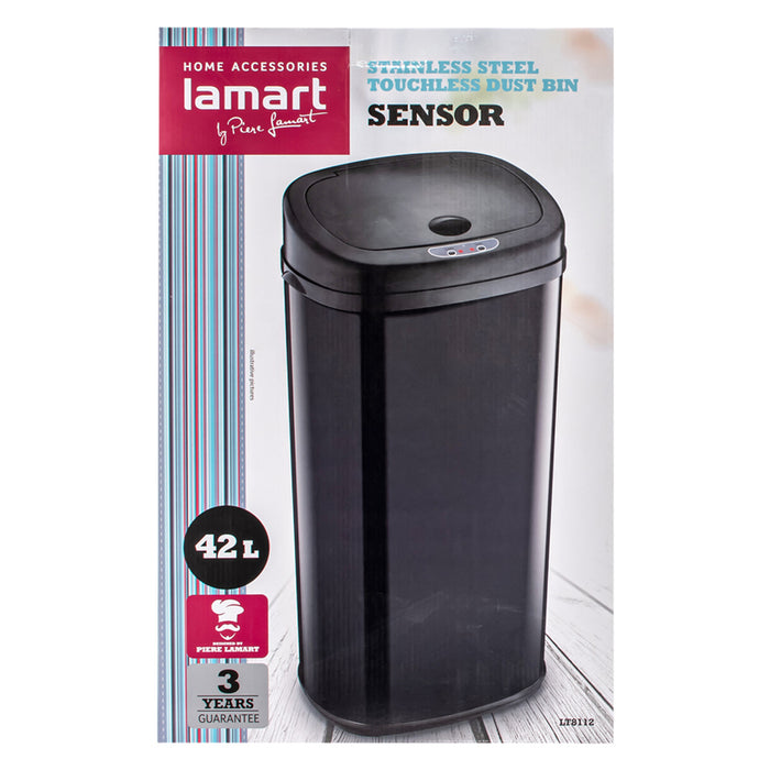 WASTE BIN 42L WITH SENSOR LT8112 BLACK LAMART