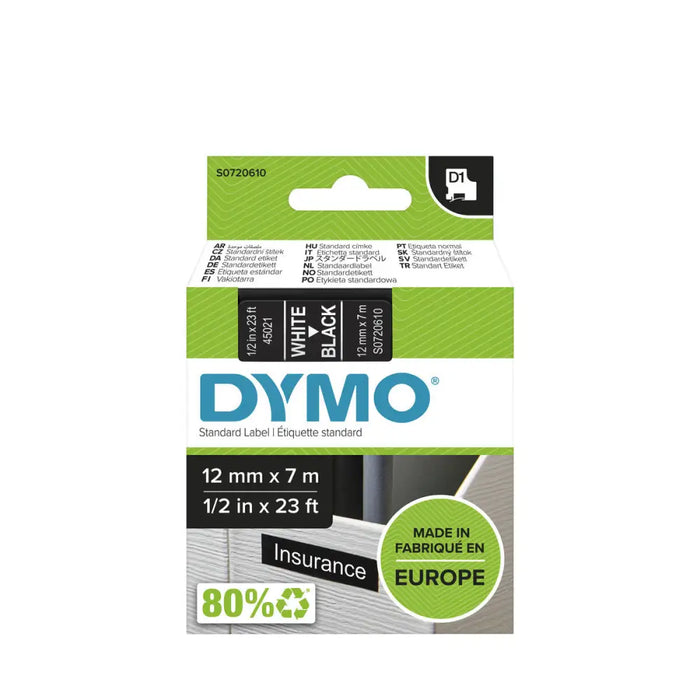 Laminated Tape Dymo S0720610 Black White/Black - Електроника Периферни и резервни части<<<Компютри|