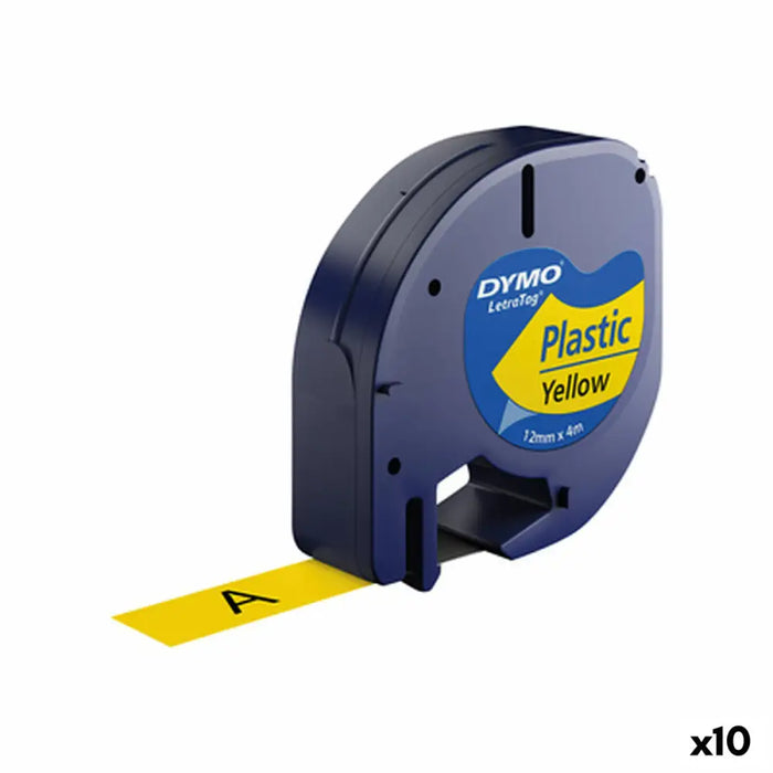 Laminated Tape for Labelling Machines Dymo 91202 12 mm LetraTag® Black Yellow (10 Units) - Електроника Периферни и