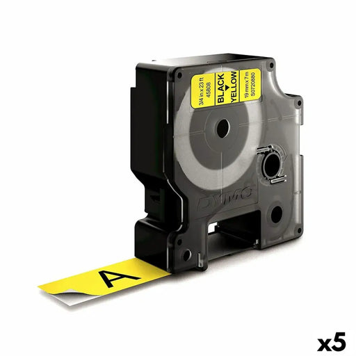 Laminated Tape for Labelling Machines Dymo D1-19 45808 LabelManager™ Black Yellow (5 Units) - Електроника Периферни и