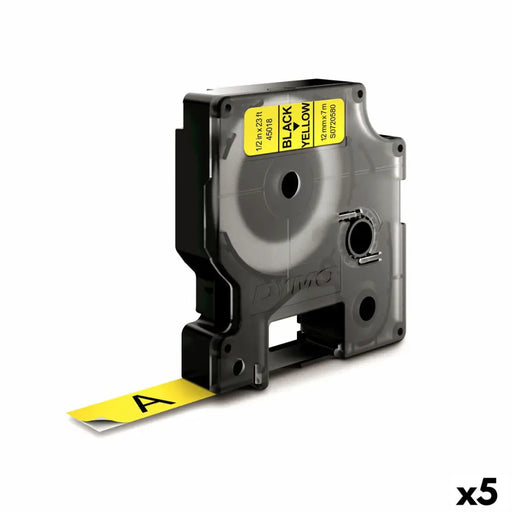 Laminated Tape for Labelling Machines Dymo D1 45018 12 mm LabelManager™ Yellow Black (5 Units) - Електроника Периферни