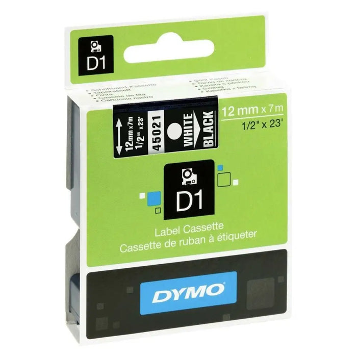 Laminated Tape for Labelling Machines Dymo D1 45021 12 mm LabelManager™ White Black (5 Units) - Електроника Периферни и