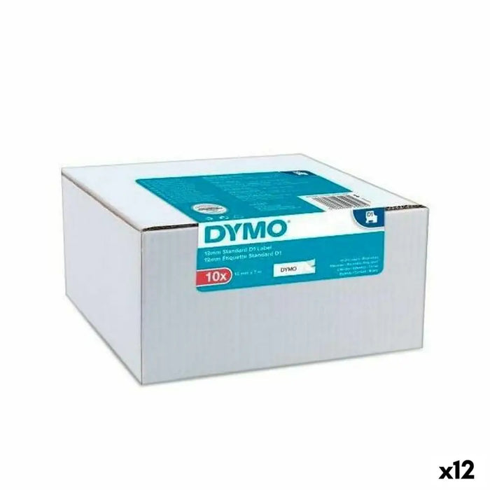 Laminated Tape for Labelling Machines Dymo White Black Self-adhesives 10 Pieces (12 Units) - Електроника Периферни и