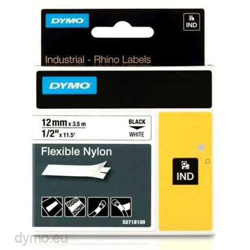 Laminated Tape for Labelling Machines Rhino Dymo ID1-12 12 x 3,5 mm Black White Self-adhesives (5 Units) - Електроника