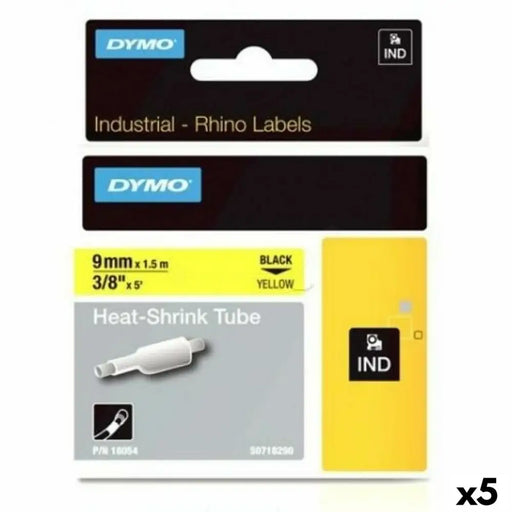 Laminated Tape for Labelling Machines Rhino Dymo ID1-9 Yellow Black 9 x 1,5 mm (5 Units) - Електроника Периферни и