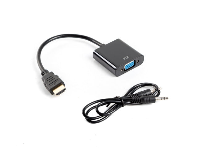 Lanberg adapter HDMI-A (m) -> VGA (f) + minijack 3.5mm (f) 20cm cable - Адаптери<<<LANBERG адаптери конектори и