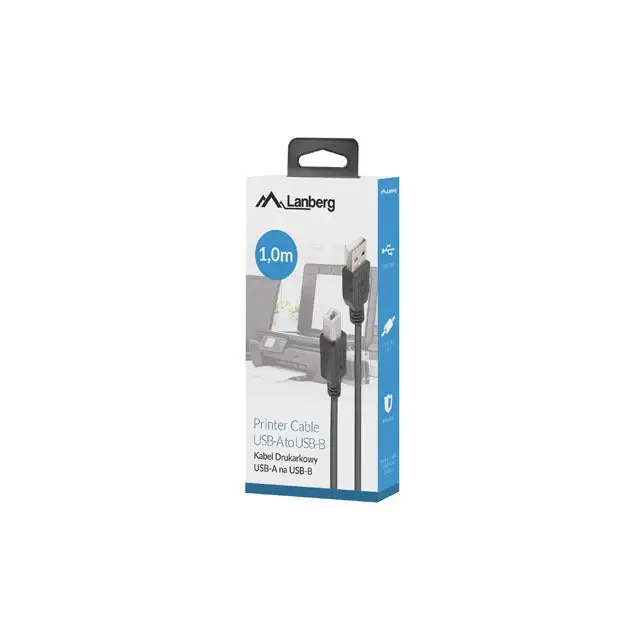 Lanberg Cable USB-A(M)->USB-B(M) 2.0 Ferrite 1M Box Black - USB<<<LANBERG кабели<<<LANBERG<<<PolyComp&&&USB