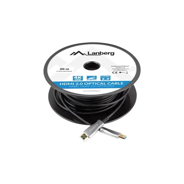Lanberg HDMI M/M v2.0 cable 20m optical black aoc - Видео<<<LANBERG кабели<<<LANBERG<<<PolyComp&&&Адаптери<<<Компютър