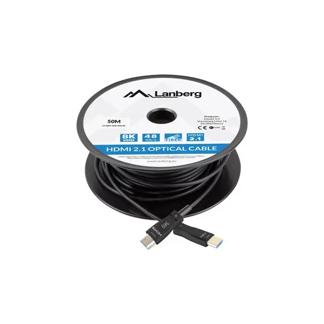 Lanberg HDMI M/M v2.1 cable 50m optical black aoc - Видео<<<LANBERG кабели<<<LANBERG<<<PolyComp&&&Адаптери<<<Компютър