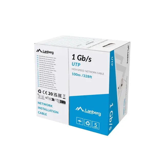 Lanberg LAN cable 1GB/s 100m solid cca grey - Мрежови кабели<<<LANBERG мрежово и
