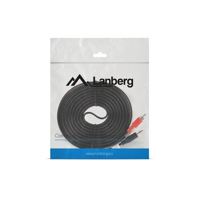 Lanberg mini jack 3.5mm (M) 3 pin -> 2X RCA (chinch) (M) cable 5m - Аудио<<<LANBERG