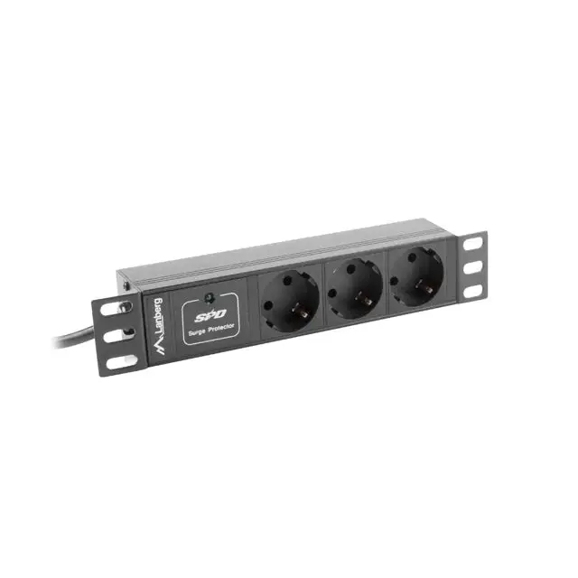 Lanberg power distribution unit (PDU) 10’’1U 16A 3X SCHUKO 2M black - Захранващи панели<<<LANBERG сървърни шкафове и