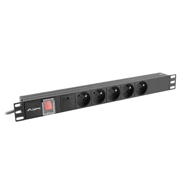 Lanberg power distribution unit (pdu) 19’’ 1U 10a 2m 5x french outlets black c14 - Разклонители<<<LANBERG сървърни