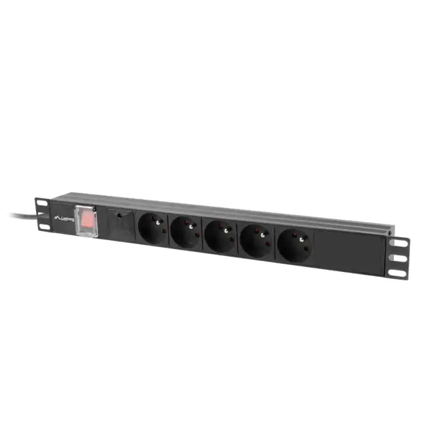 Lanberg power distribution unit (pdu) 19’’ 1U 10a 2m 5x french outlets black c14 - Разклонители<<<LANBERG сървърни