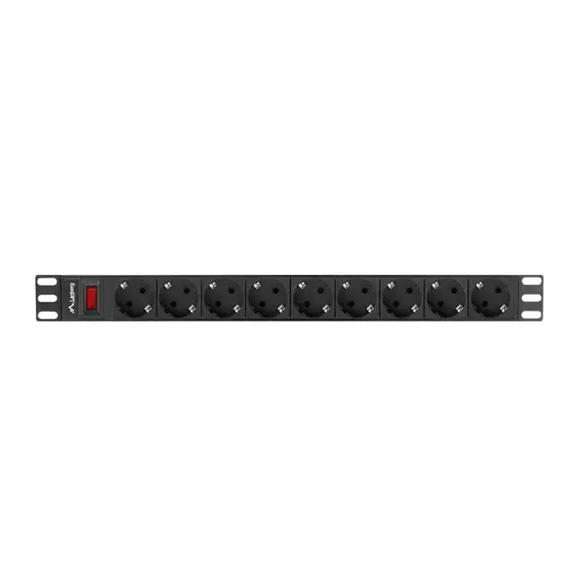 Lanberg power distribution unit (PDU) 19’’ 1U 16A 9xSchuko outlets,black - Захранващи панели<<<LANBERG сървърни шкафове
