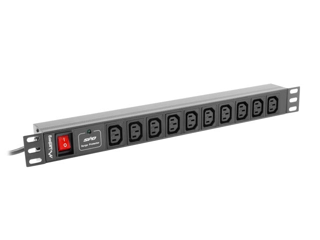 Lanberg power distribution unit (PDU) 19’’1U 10A 10 SOCKETS 2M black - Захранващи панели<<<LANBERG сървърни шкафове и