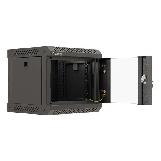 Lanberg rack cabinet 10’’ wall-mount 4U/300x300 (flat pack) with glass door black - Hanging cabinets 10’’/