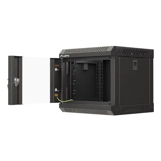 Lanberg rack cabinet 10’’ wall-mount 4U/300x300 (flat pack) with glass door black - Hanging cabinets 10’’/