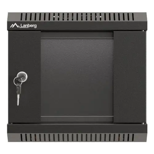 Lanberg rack cabinet 10’’ wall-mount 4U/300x300 (flat pack) with glass door black - Hanging cabinets 10’’/