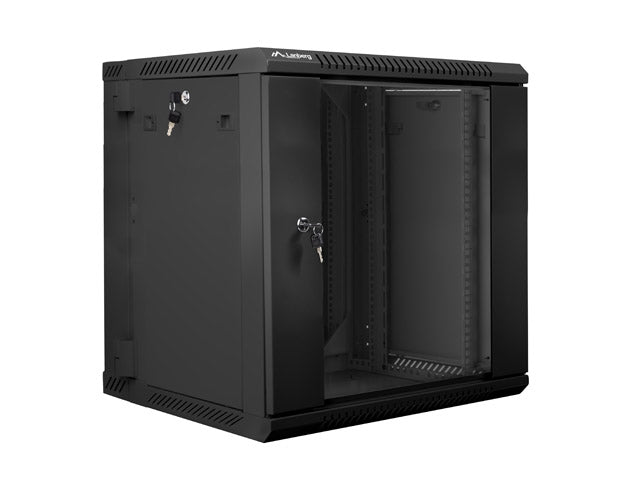 Lanberg rack cabinet 19’’ double-section wall-mount 12U / 600x600 for self-assembly (flat pack) black - Сървърни и