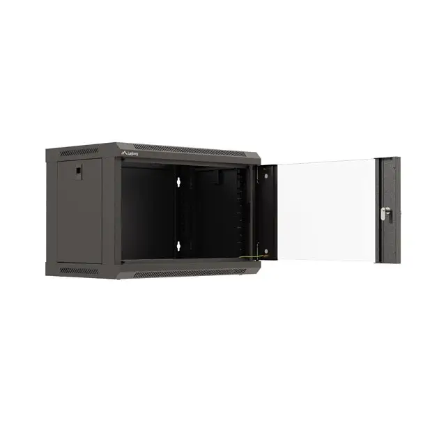 Lanberg rack cabinet 19’’ wall-mount 6U/540x350 (flat pack) with glass door black - Сървърни и комуникационни