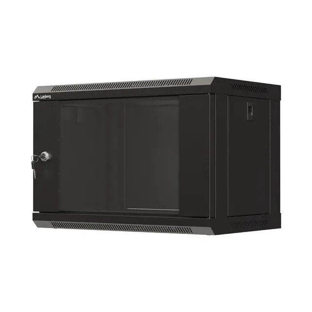 Lanberg rack cabinet 19’’ wall-mount 6U/540x350 (flat pack) with glass door black - Сървърни и комуникационни