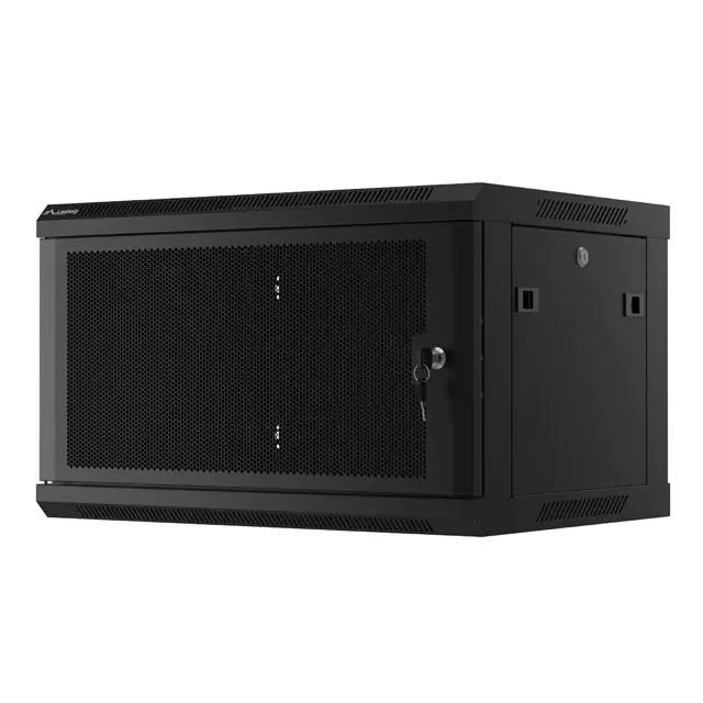 Lanberg rack cabinet 19’’ wall-mount 6U/600x450 with perforated door black (flat pack) - Сървърни и комуникационни