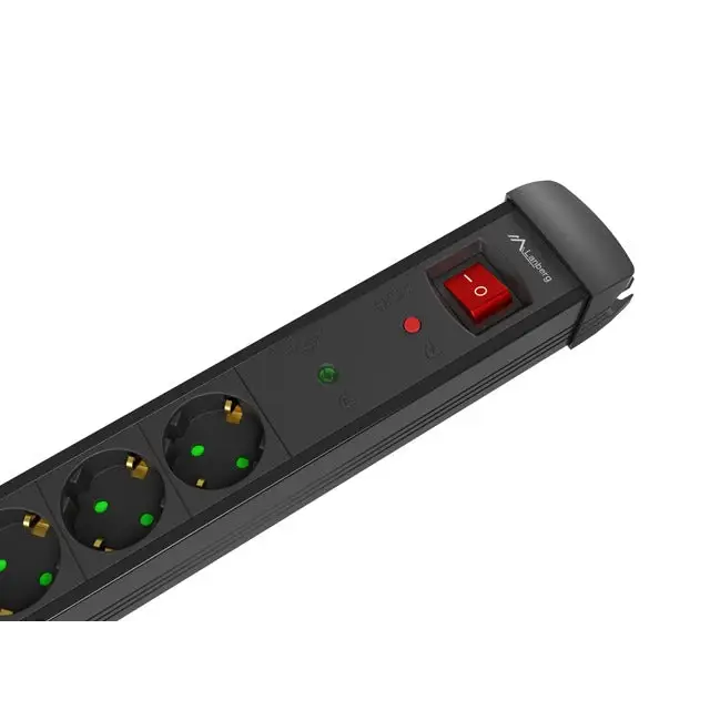 Lanberg surge protector sp1 3m 5x schuko outlets black - Разклонители<<<LANBERG сървърни шкафове и