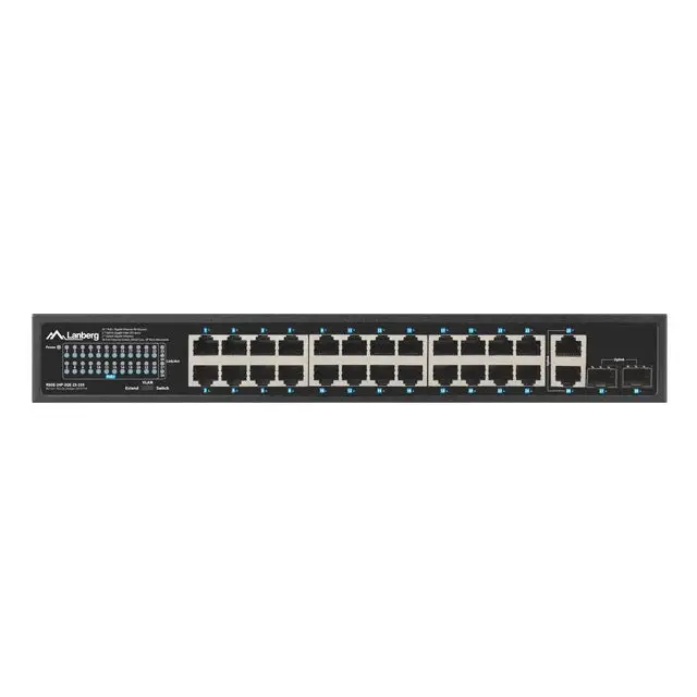 Lanberg switch 24x 1GB poe+/2x GB 2x sfp rack 19’’ gigabit ethernet 250w - Комутатори<<<LANBERG мрежово и