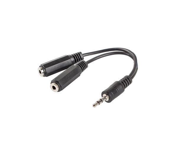 Lanberg adapter jack stereo (M) -> jack stereo (F) X2 10cm, black