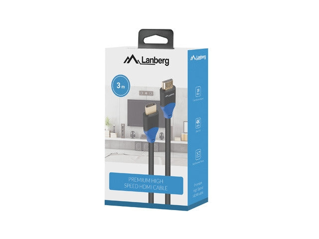 Lanberg HDMI M/M V2.0 cable 3m 4K CU box, black