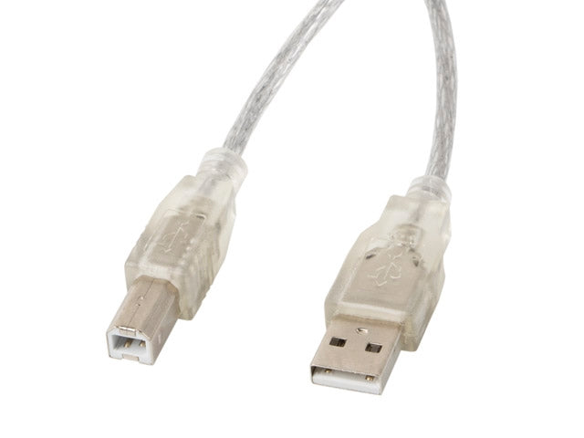 Lanberg USB-A (M) -> USB-B (M) 2.0 cable 3m, transparent ferrite