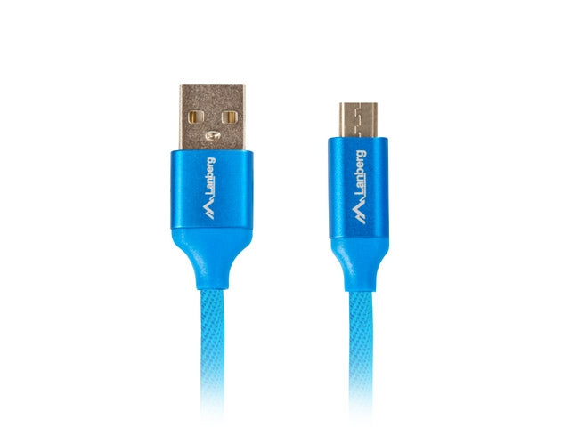 Lanberg USB MICRO-B (M)  ->  USB-A (M) 2.0 cable 1m, blue premium QC 3.0