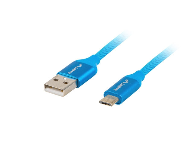 Lanberg USB MICRO-B (M)  ->  USB-A (M) 2.0 cable 1m, blue premium QC 3.0