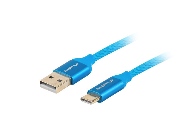 Lanberg USB-C(M) ->  USB-A (M) 2.0 cable 1m, blue premium QC 3.0