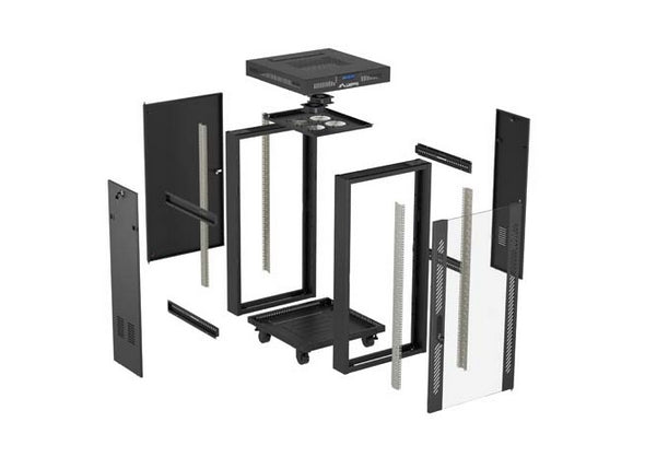Lanberg Rack Cabinet 19" Free-Standing 24U/600X600 (FlAT Pack) With Glass Door LCD Black V2