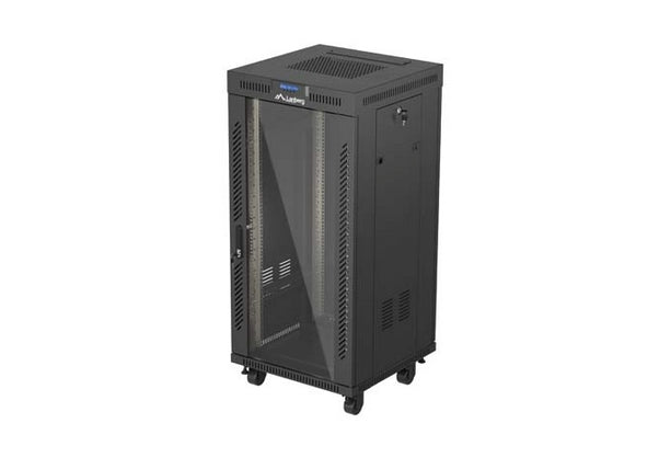 Lanberg Rack Cabinet 19" Free-Standing 24U/600X600 (FlAT Pack) With Glass Door LCD Black V2
