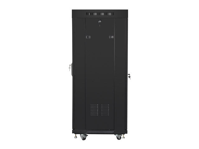 Lanberg rack cabinet 19" free-standing 27U / 600x600 self-assembly flat pack with glass door LCD, black