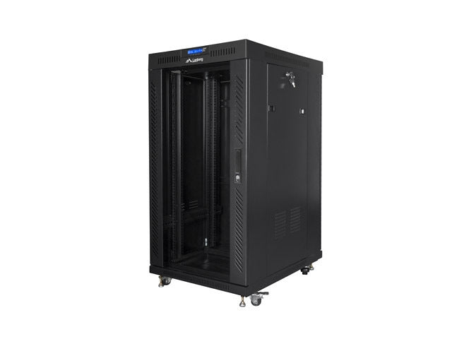 Lanberg rack cabinet 19" free-standing 22U/600x800 (flat pack) with glass door lcd black v2