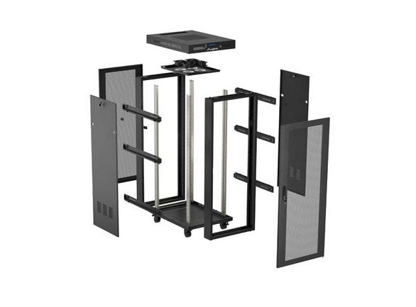 Lanberg Rack Cabinet 19" Free-Standing 24U/600X800 (FlAT Pack) With Mesh Door LCD Black V2