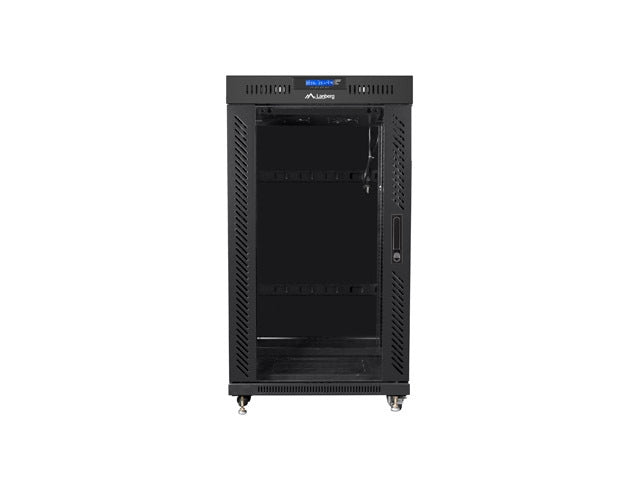 Lanberg rack cabinet 19" free-standing 22U/800x800 (flat pack) with glass door lcd black v2