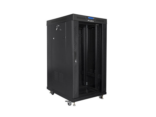 Lanberg rack cabinet 19" free-standing 22U/800x800 (flat pack) with glass door lcd black v2