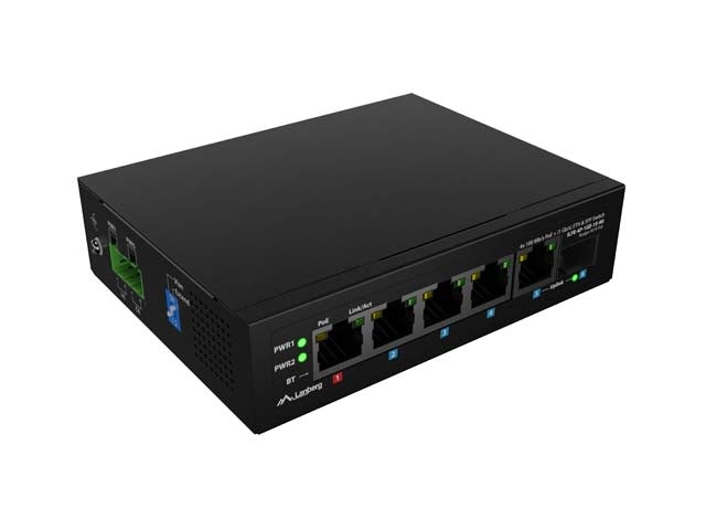 Lanberg Switch ILFE-4P-1Ge-1S-90 POE 1 x BT 3 x AT SFP/ETH DIN Unmanagment Fast Ethernet