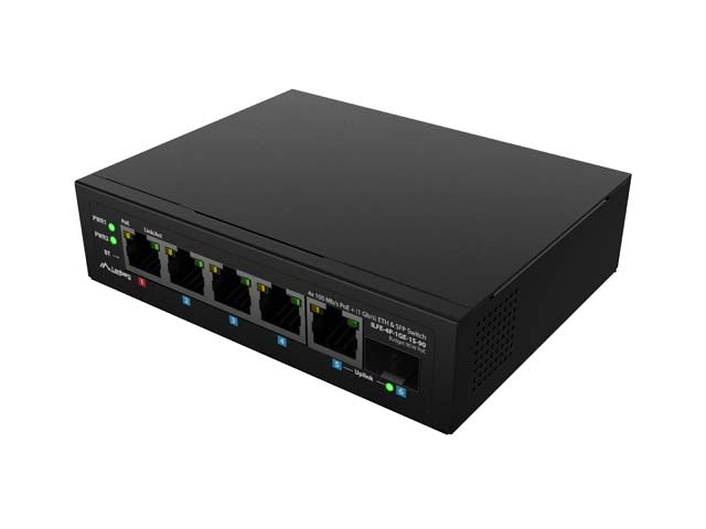 Lanberg Switch ILFE-4P-1Ge-1S-90 POE 1 x BT 3 x AT SFP/ETH DIN Unmanagment Fast Ethernet