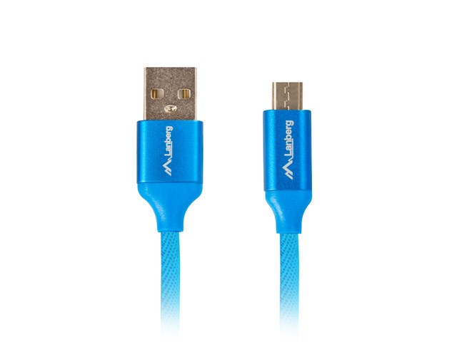 Lanberg USB MICRO-B (M)  ->  USB-A (M) 2.0 cable 1m, blue premium QC 3.0