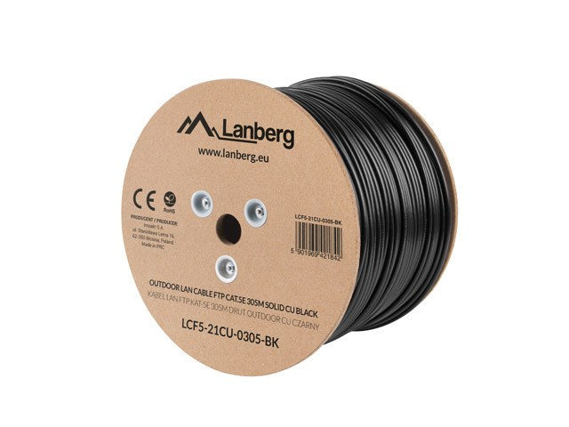 Lanberg LAN cable CAT.5e ftp 305m solid outdoor cu black fluke passed