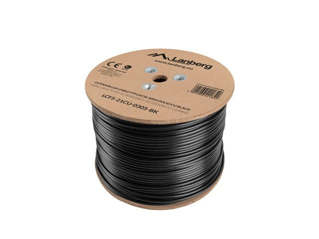 Lanberg LAN cable CAT.5e ftp 305m solid outdoor cu black fluke passed